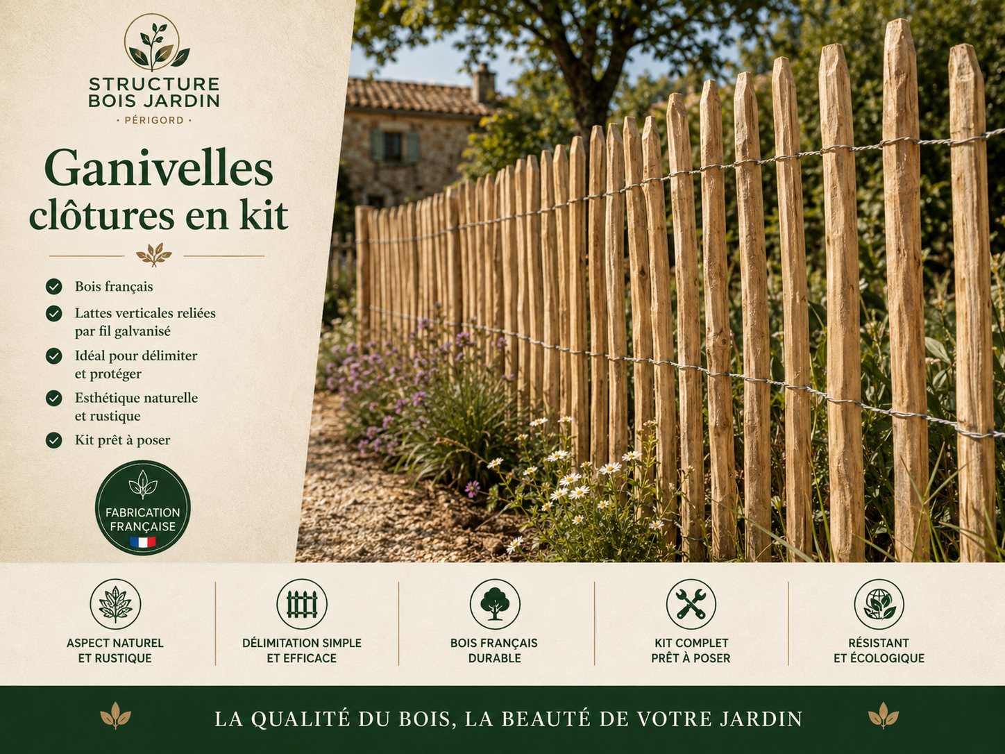 Ganivelles et clôtures naturelles en kit